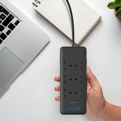 Powerology 6 AC Multi-Port Power Strip 48W - Black